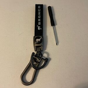 Bronco Key Fob Keychain in Black Leather NWT